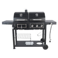 Dual Fuel Gas & Charcoal Combo Grill, Black with Stainless