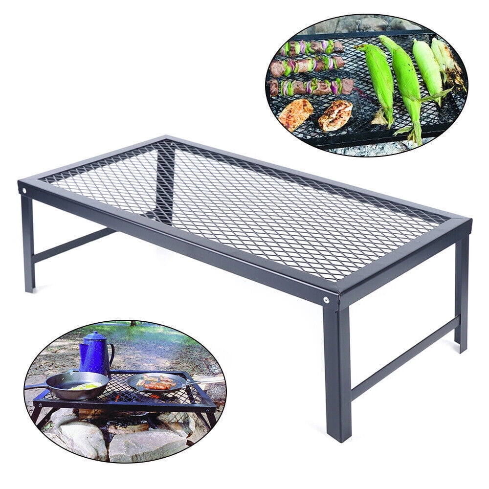 Campfire Grill Over-Fire Pit Cooking BBQ Rack Cooking Stove Black Foldable