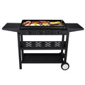 Flat Top Gas Griddle Grill 4-Burner Propane BBQ Grill Outdoor Cooking Station, Black