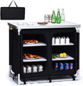 Cook Table Kitchen Station with Storage Organizer and Carrying Bag, for BBQ Party, Picnics, Backyards, Tailgating, Portable, Black