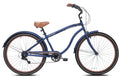 29-inch Men's Salerno Aluminum Relaxed Cruiser Bike with 7 Speeds, Navy Blue and Brown