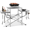 Choice Products Portable Folding Grill Table, Outdoor Food Prep Station for Camping w/ Carrying Case, 4 Hooks