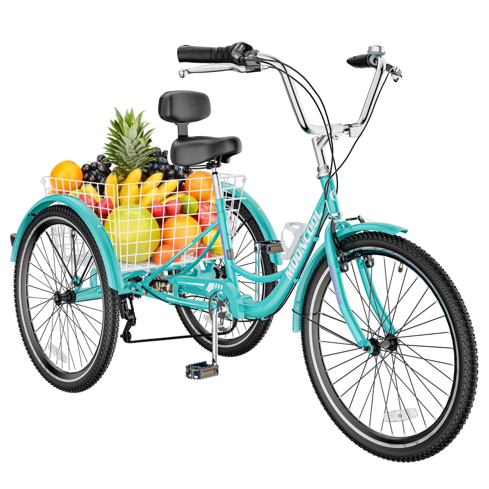 Adult Tricycle 20/24/26 inch 7 Speed, Three Wheel Bicycle for Adult, Trike Cruiser W/ Tools & Big Basket for Exercise Shopping Picnic Outdoor Activities