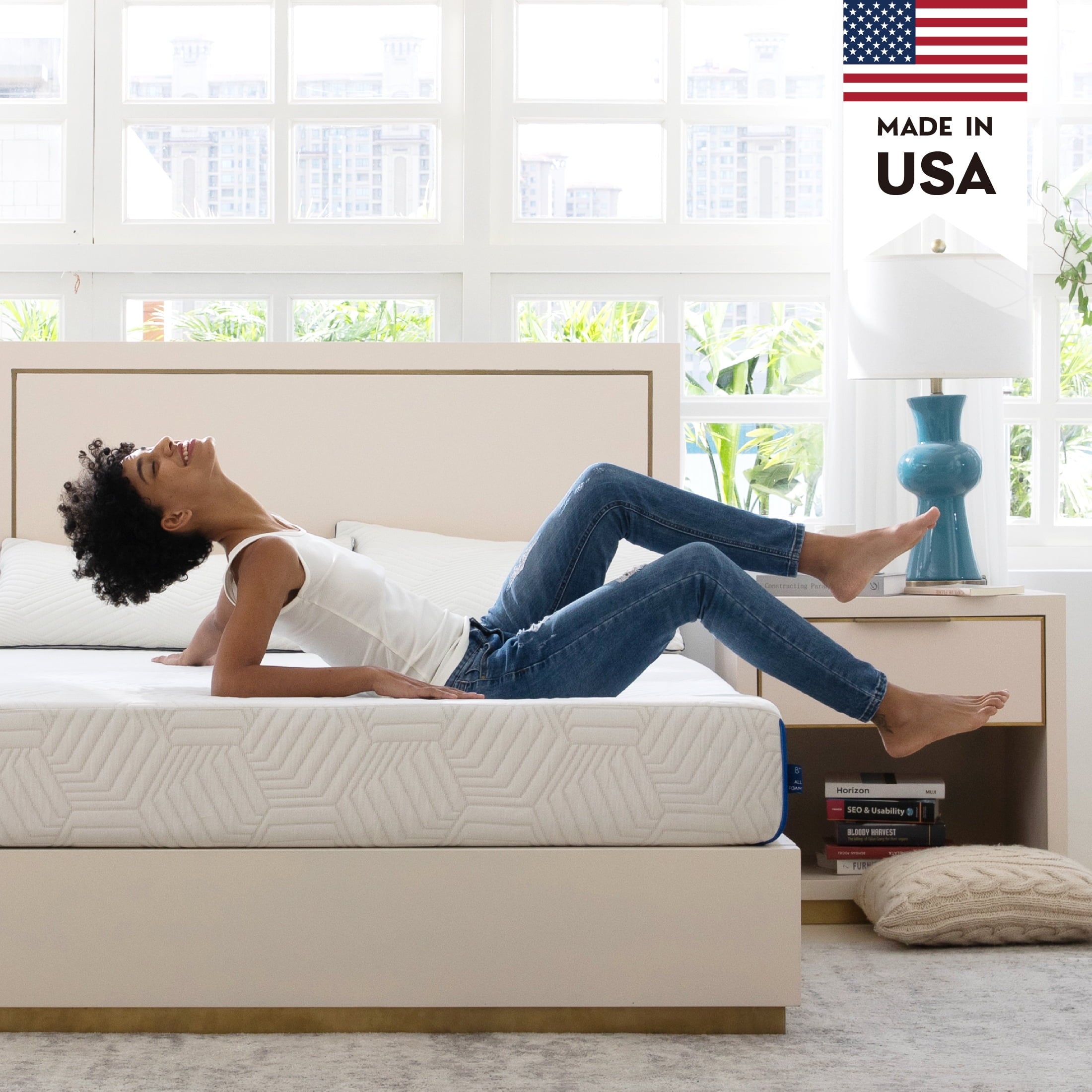Ego Blue 8 inch Cooling Gel Memory Foam Mattress, Twin Mattress in a Box, Medium