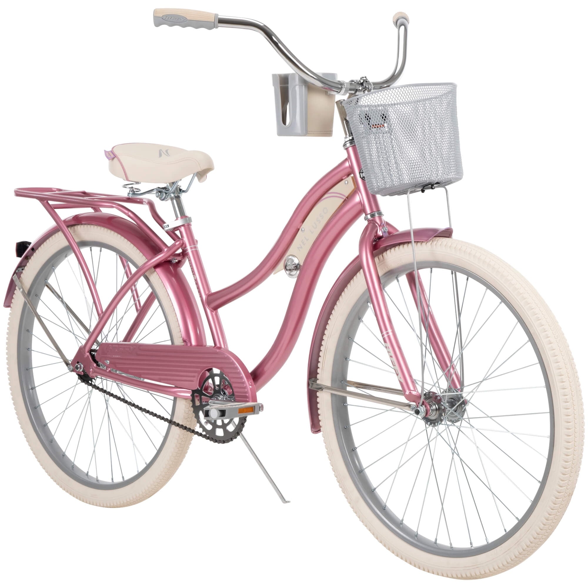 26 In. Nel Lusso Women's Beach Cruiser Bike, Pink Taffeta