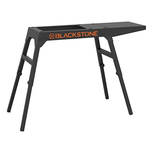 Universal Griddle Stand with Adjustable Leg and Side Shelf - Made to fit 17" or 22" Propane Table Top Griddle - Perfect Take Along Grill Accessories for Outdoor Cooking and Camping (Black)