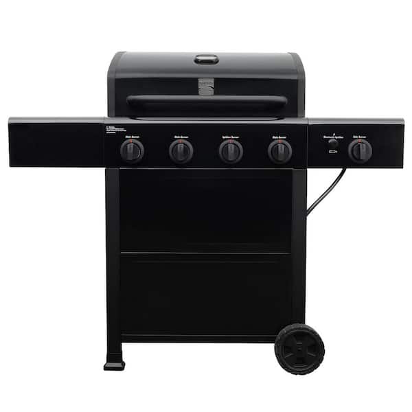 Kenmore 4 Burner Open Cart Propane Gas BBQ Grill with Side Burner, Black