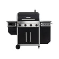 4-Burner Gas Grill and Pellet Smoker Combo in Black