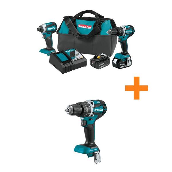 18V LXT Lithium-Ion Brushless Cordless 2-Pc. Combo Kit (4.0Ah) with bonus 18V LXT 1/2 in. Brushless Hammer Driver-Drill