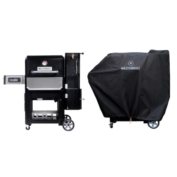 Gravity 800 Digital Charcoal Grill, Griddle and Smoker Combo in Black Plus Cover Bundle