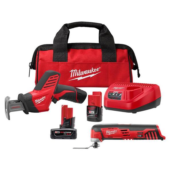 M12 12V Lithium-Ion HACKZALL Cordless Reciprocating Saw Kit with M12 Oscillating Multi-Tool & 6.0Ah XC Battery Pack