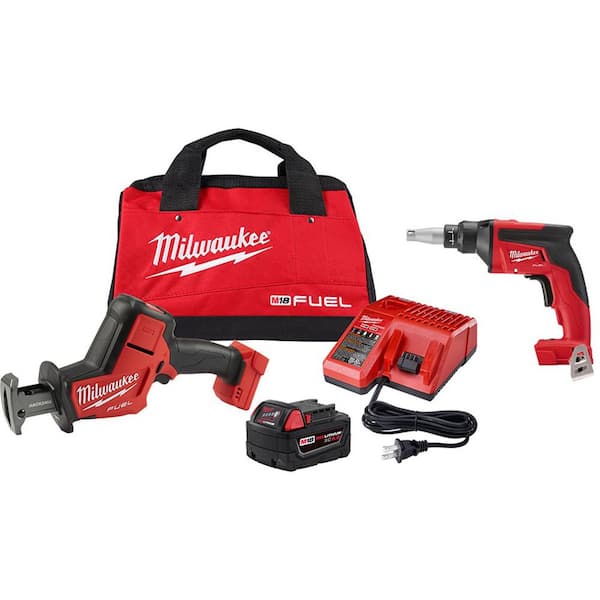 M18 FUEL 18V Lithium-Ion Brushless Cordless HACKZALL Reciprocating Saw Kit W/M18 Drywall Screw Gun