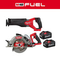 M18 FUEL 18-Volt Lithium-Ion Brushless Cordless SAWZALL w/7-1/4 in. Rear Handle Circ Saw, Two 6 Ah High Output Batteries
