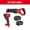 M18 FUEL GEN-2 18-Volt Lithium-Ion Brushless Cordless SAWZALL w/3/8 in. Impact Wrench w/F Ring, Two 6 Ah HO Batteries