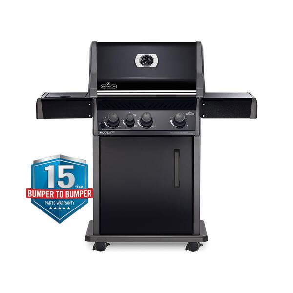 Rogue 3-Burner Propane Gas Grill with Infrared Side Burner in Black