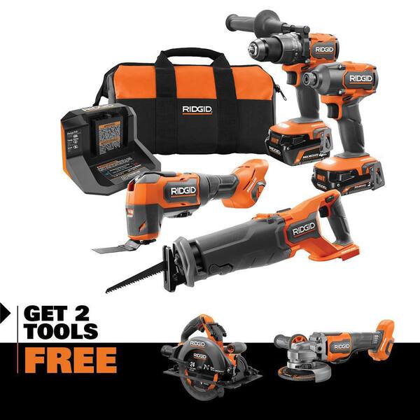 18V Brushless Cordless 4-Tool Combo Kit w/ 18V Brushless 7-1/4 in. Circular Saw, 18V Brushless 4-1/2 in. Angle Grinder