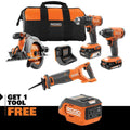 18V Cordless 4-Tool Combo Kit with 4.0 Ah Battery, 2.0 Ah Battery, Charger, Bag and 18V AC Inverter