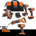 18V Cordless 4-Tool Combo Kit with 4.0 Ah Battery, 2.0 Ah Battery, Charger, Bag and 18V Compact Heat Gun