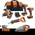 18V Cordless 4-Tool Combo Kit with 4.0 Ah Battery, 2.0 Ah Battery, Charger, Bag and 18V Hand Vacuum