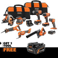 18V Cordless 8-Tool Combo Kit with (3) Batteries, Charger, and Bag with 18V 6.0 Ah MAX Output Batteries (2-Pack)