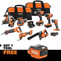 18V Cordless 8-Tool Combo Kit with (3) Batteries, Charger, and Bag with 18V AC Inverter