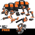 18V Cordless 8-Tool Combo Kit with (3) Batteries, Charger, and Bag with 18V Bandsaw