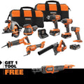 18V Cordless 8-Tool Combo Kit with (3) Batteries, Charger, and Bag with 18V 3/8 in. Ratchet