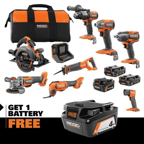 18V Brushless 8-Tool Combo Kit w/ (2) 2.0 Ah and (1) 4.0 Ah MAX Output Batteries, Charger, & FREE 18V 4.0 Ah Battery