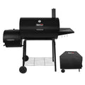 30 in. Smoker Black Barrel Charcoal Grill with Offset Smoker with Cover For Outdoor, Backyard Cooking