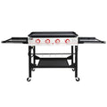 36 in. 4-Burner Propane BBQ Grill in Black Flat Top Gas Griddle with Top Cover Lid, for Large Outdoor Camping