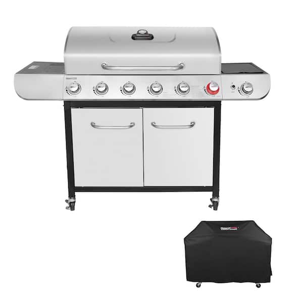 6-Burner BBQ Liquid Propane Gas Grill with Sear and Side Burner with Cover, 71,000 BTU Cabinet Style Gas Grill