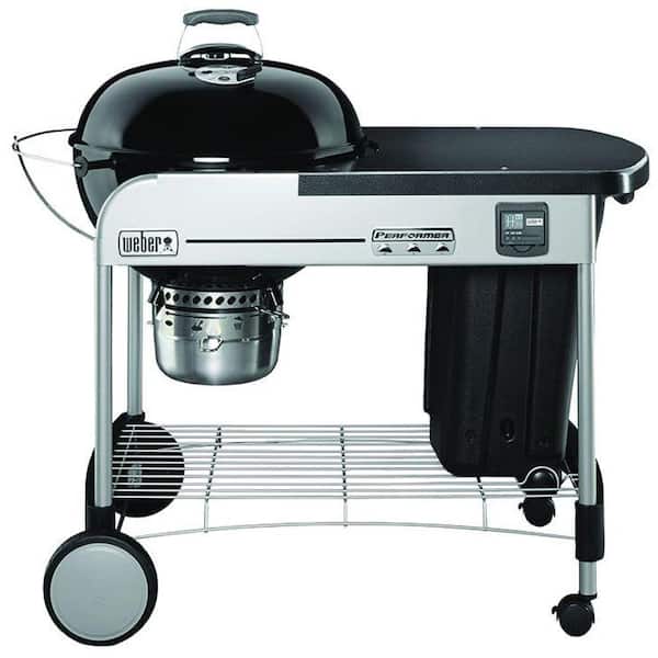 22 in. Performer Premium Charcoal Grill in Black with Built-In Thermometer and Digital Timer