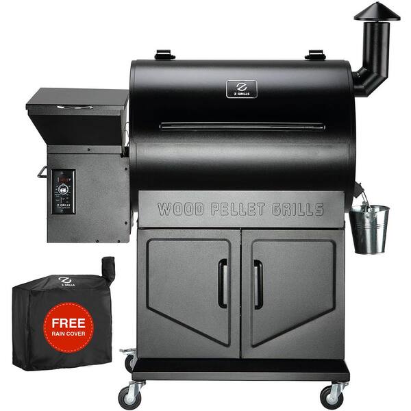 694 sq. in. Pellet Grill and Smoker with cabinet storage, Black